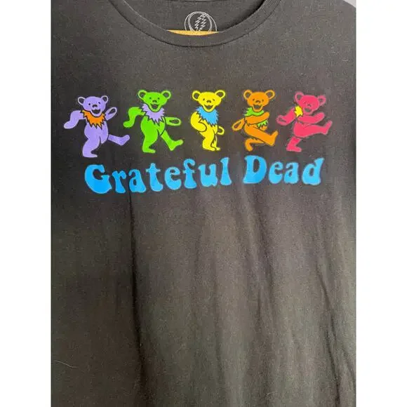Grateful Dead Official Mens Large Rainbow Dancing Bears Black T-Shirt - Picture 2 of 4